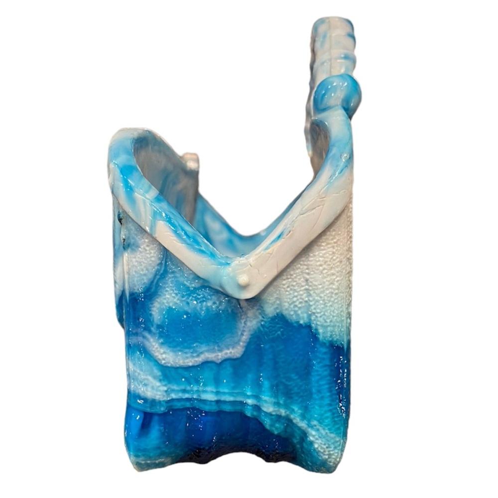 Sowerby Antique Slag Glass Blue White Victorian Posey Vase, Gladstone Doctor Bag - Picture 9 of 10